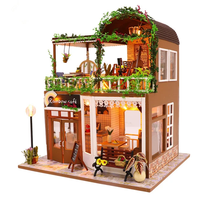 DIY house Handmade 3D Miniature LED Light Assembly Making Cute Model Furniture Kit DIY Adult Kids Gift