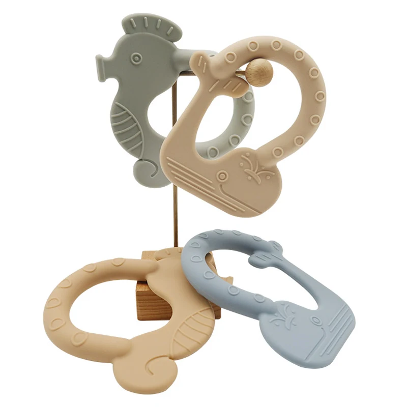 New Product Silicone Teether Whale Hippocampus Sea Horse Shape Cute Silicone Baby Teether Toy