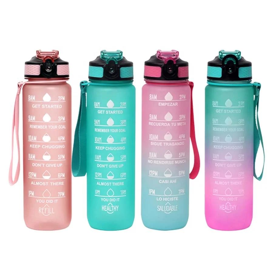 LeMuna 1L Fitness Water Bottle Sports Motivational Water Bottle with  Time Marker Reminder Outdoor Water Bottle