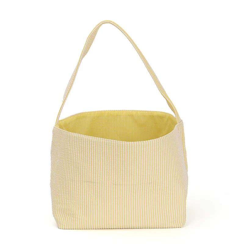 A-001 Wholesale Easter Seersucker Basket Easter Party Supplies Gifts For Kids Striped Easter Eggs Candy Bag