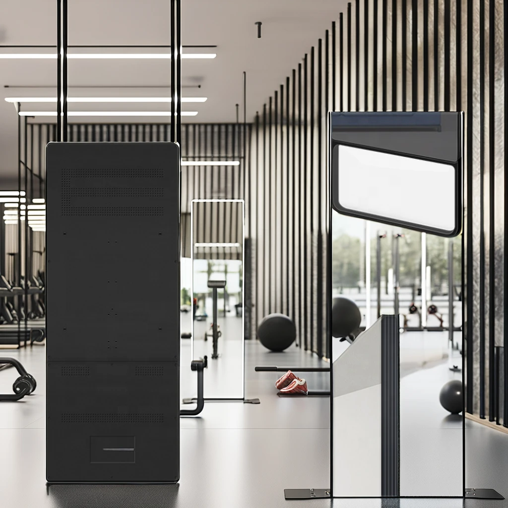 AI-Powered LCD Display Touchscreen Home Gym Fitness Mirror Floor-Standing Smart Exercise Trainer