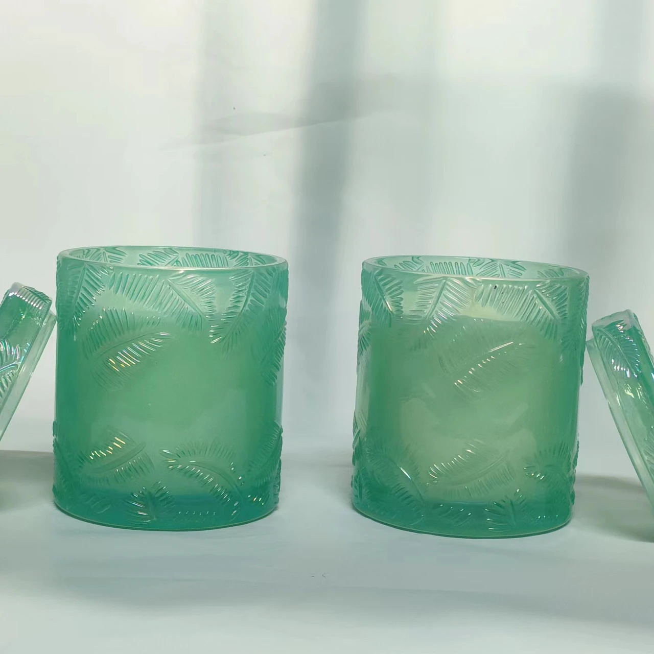 Candle Manufacturer New Design Shape of leaf  Glass Jar Scent Candle