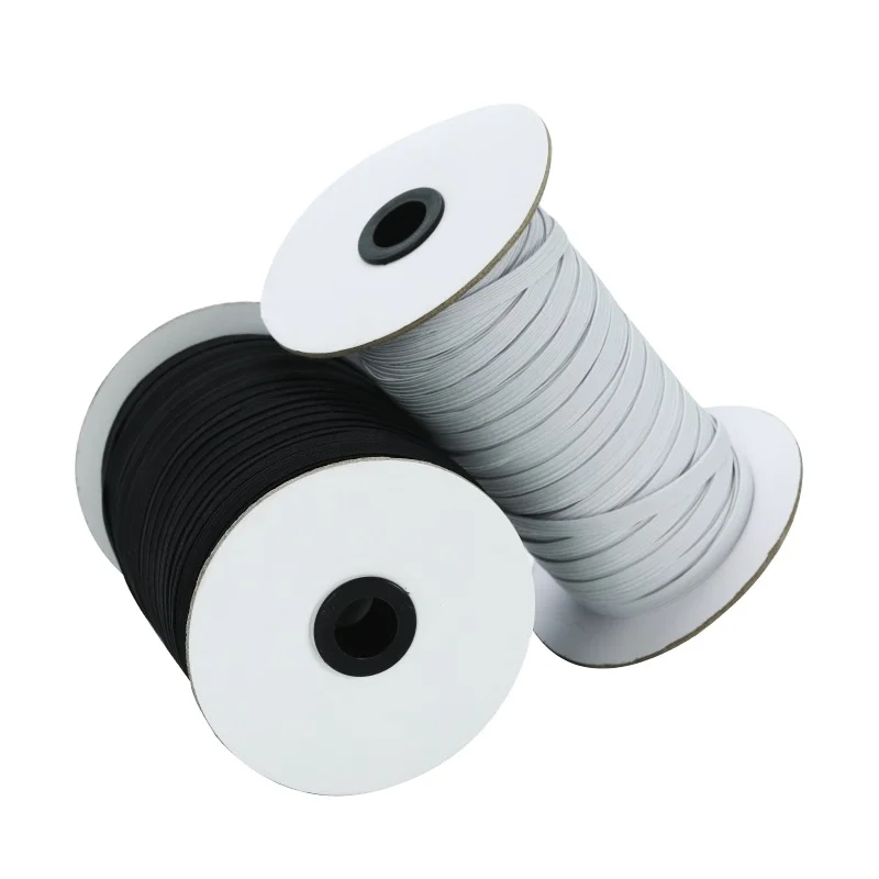 OEKO TEX wholesale Heavy Stretch 3mm/5mm/6mm/8mm/10mm/12mm Polyester Flat Elastic Cord Braided Elastic Band