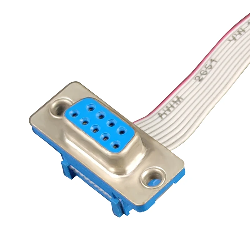 Dsub 9 Pin Db9 Male to Female Connector Custom 2.54mm Idc Female 10 Pin Flat Ribbon Cable Assembly