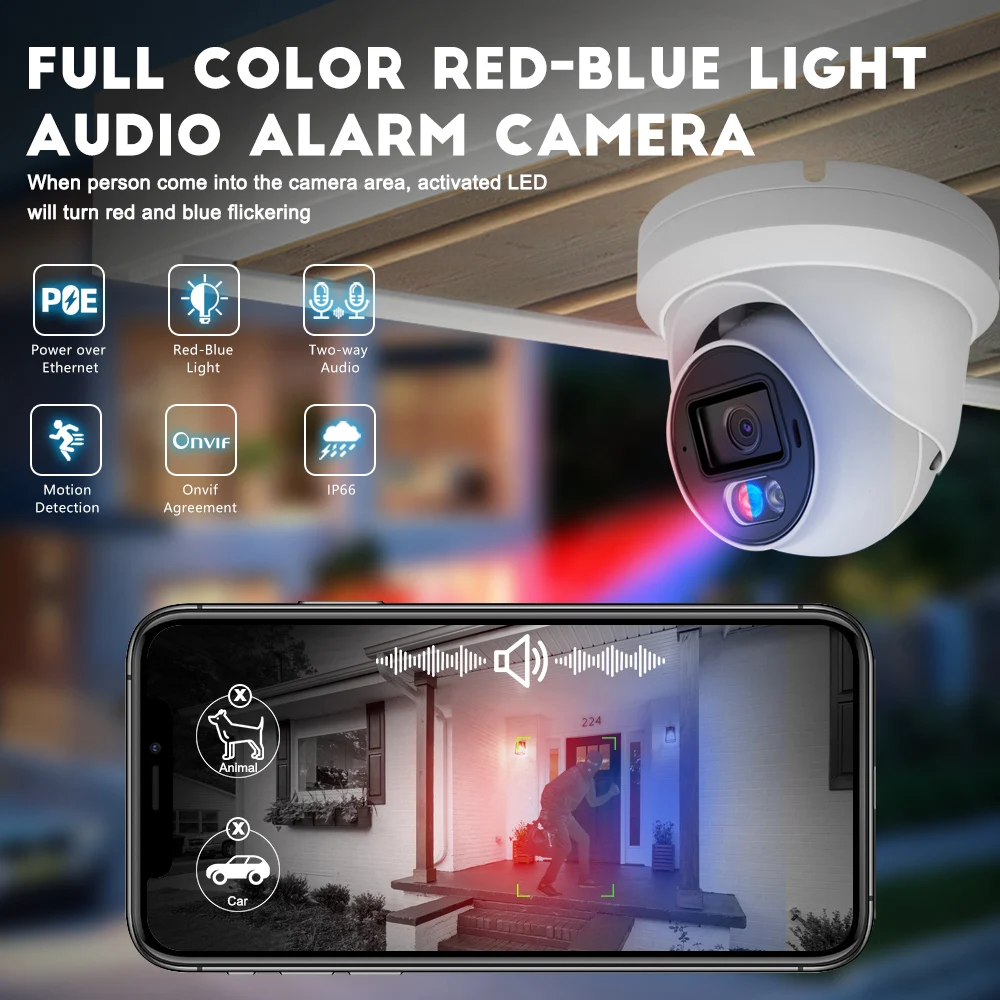 6MP Starlight, активный устрашающий 8CH IP PoE NVR комплект F1.0 объектив красный синий свет наружная IP-система безопасности сети видеонаблюдения