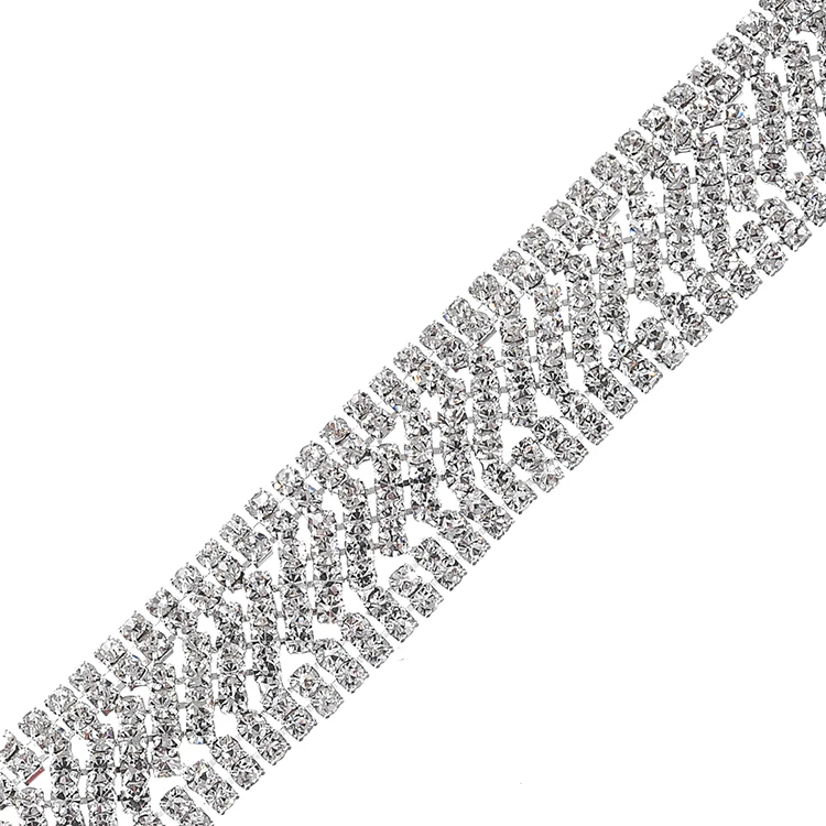 Hot sale crystal beaded pearl rhinestone cup chain trim