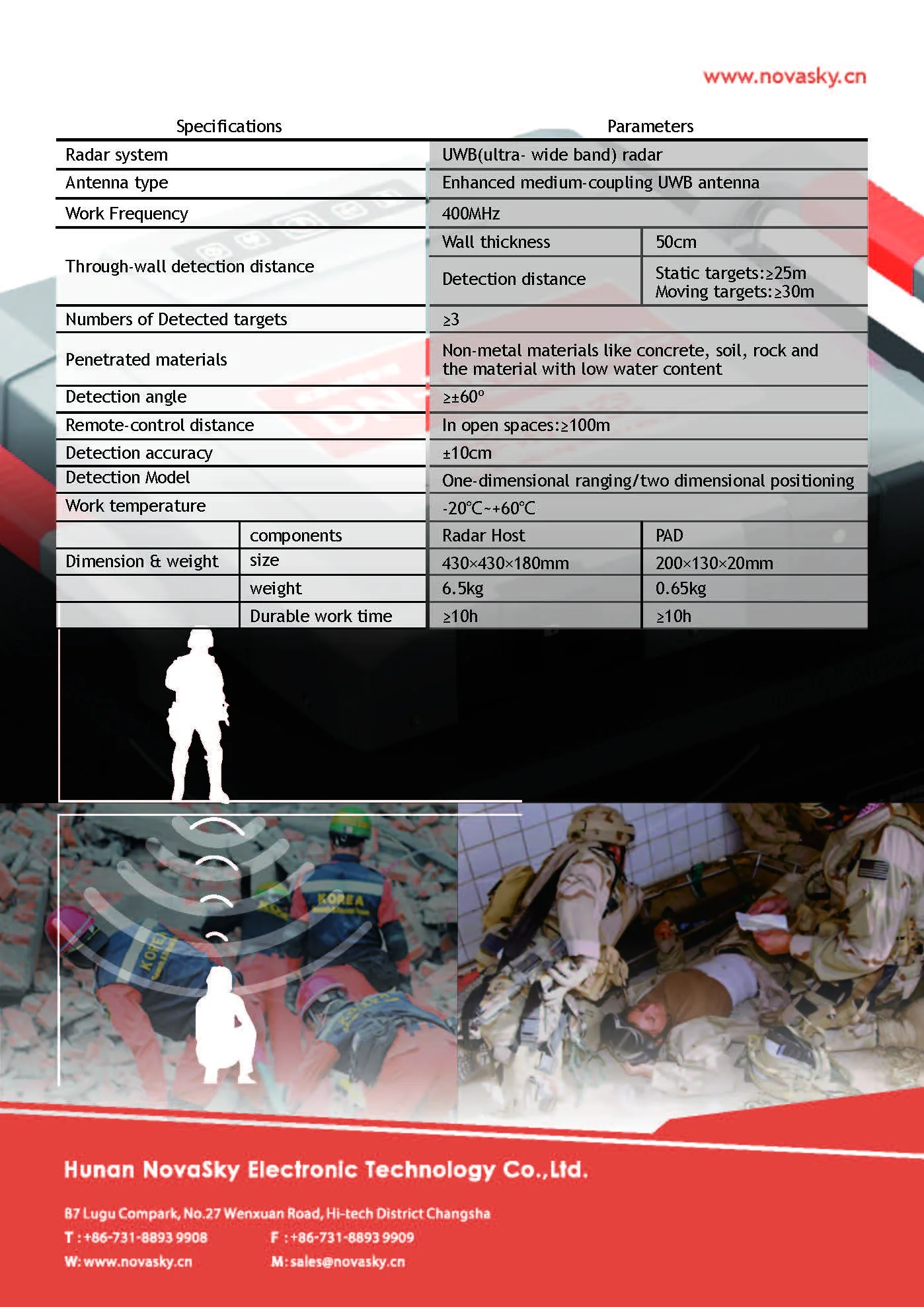 Novasky Radar Life Detector Ultra wide band search System for Life rescue