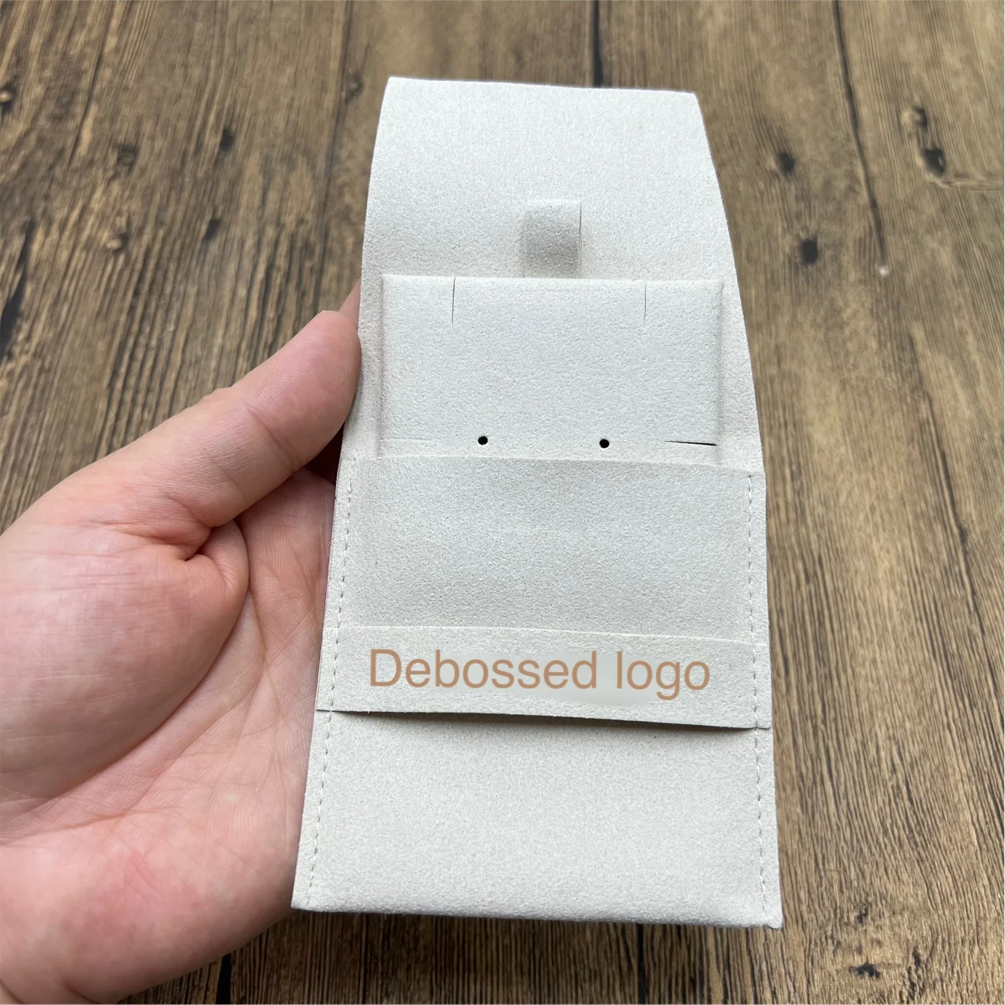 Custom Debossed Logo Microfiber  Envelope Jewelry Pouch Bag with Jewelry Card Set