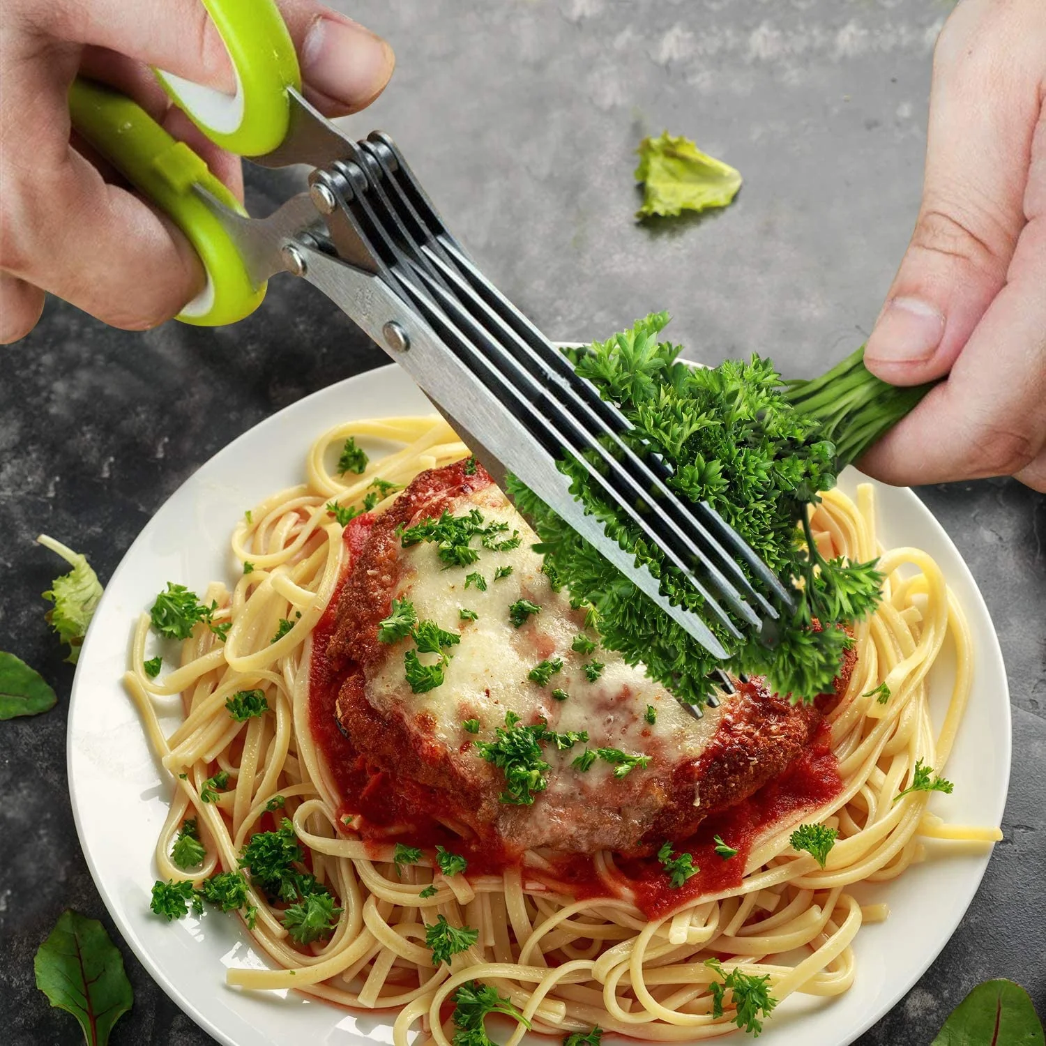 5 Blade Herb Scissor Vegetable Kitchen Shears Stainless Steel MultiFunction Home Kitchen Herb Scissors With Cover