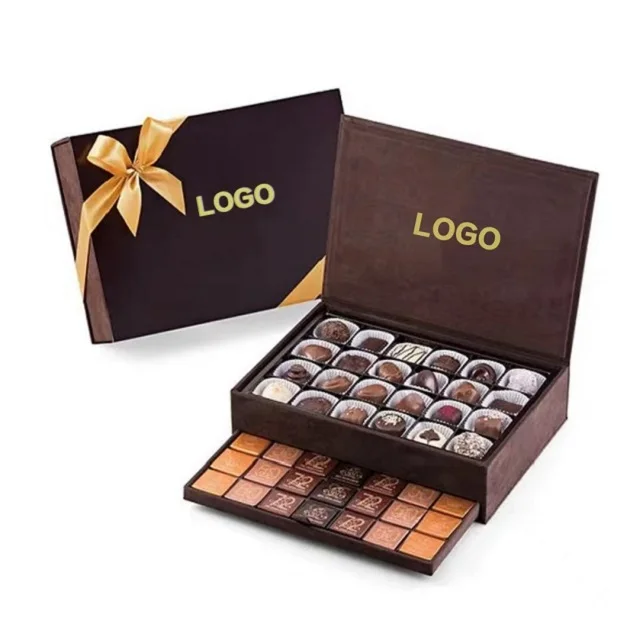 Removable Dividers Assortment Chocolate Packaging Customize Luxury Magnetic Closure Sweet Chocolate Gift Box