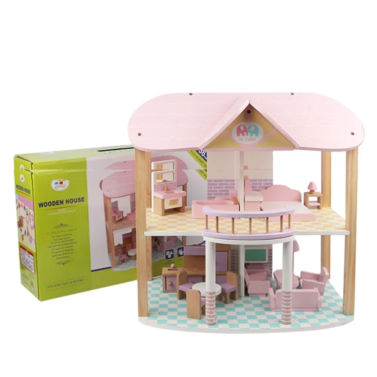 High Quality Educational Wooden Toys Kids Role Play Game  Doll House Mini Furniture Toy Doll House Dollhouse Wooden