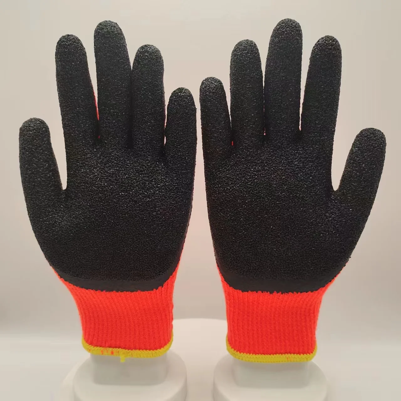 winter thermal  gloves  warm 7 gauge acrylic gloves with crinkle latex  palm coating heavy work gloves