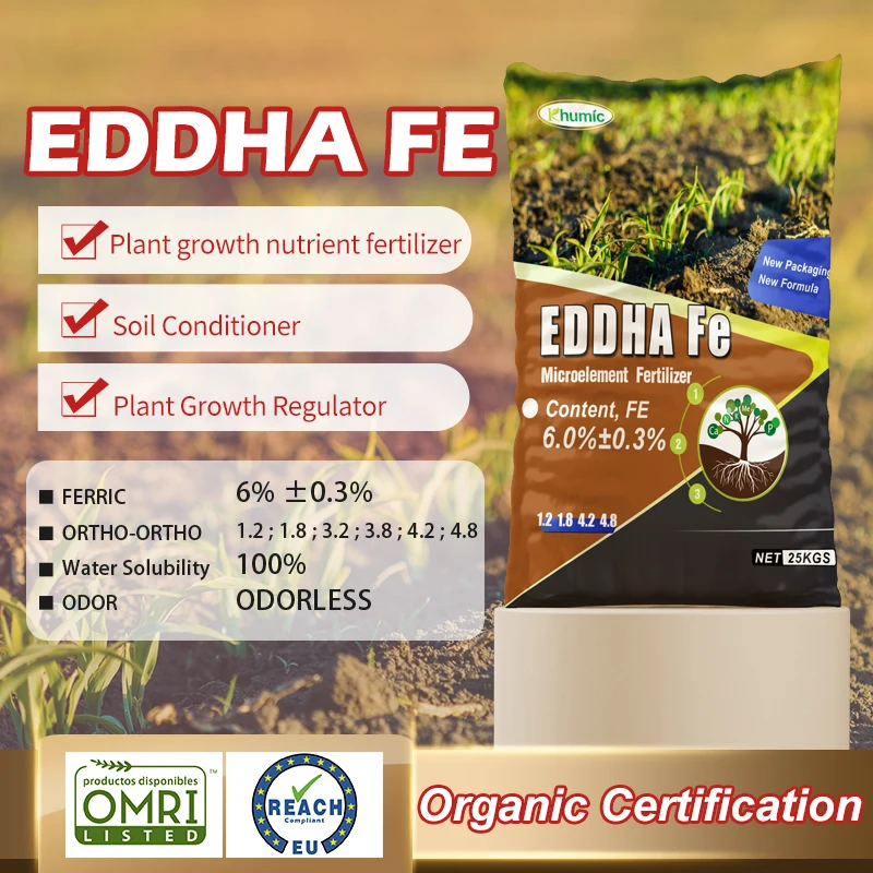 EDDHA FE 6% 0-0 4.2 Iron Chelated Fertilizer Powder  Organic Compound Fertilizer inorganic salt iron fertilizer manufactures