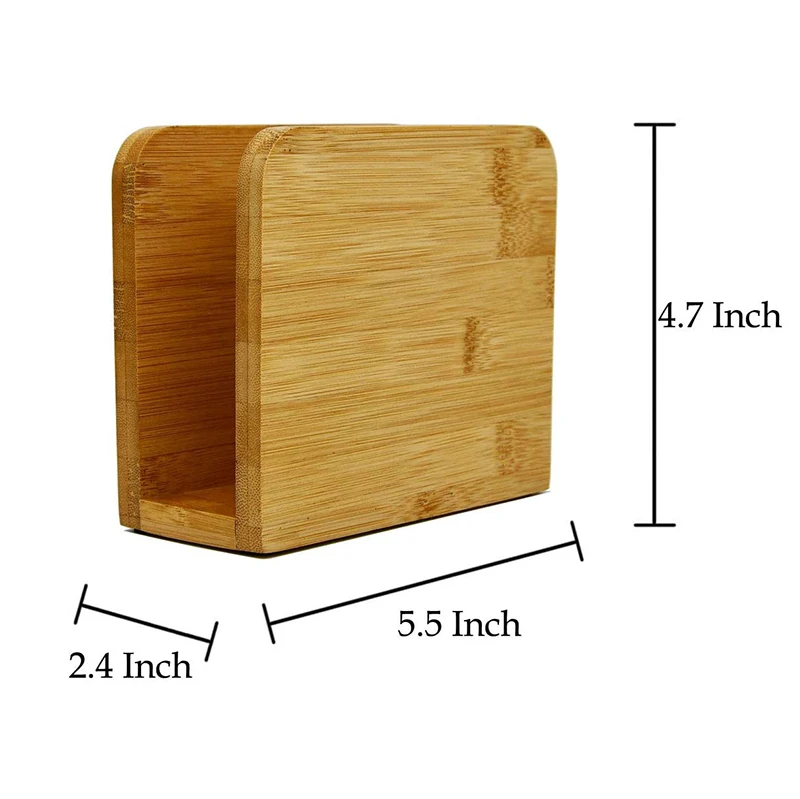 Custom Country Rustic Farmhouse Bamboo Napkin Holder Freestanding Tissue Dispenser for Kitchen
