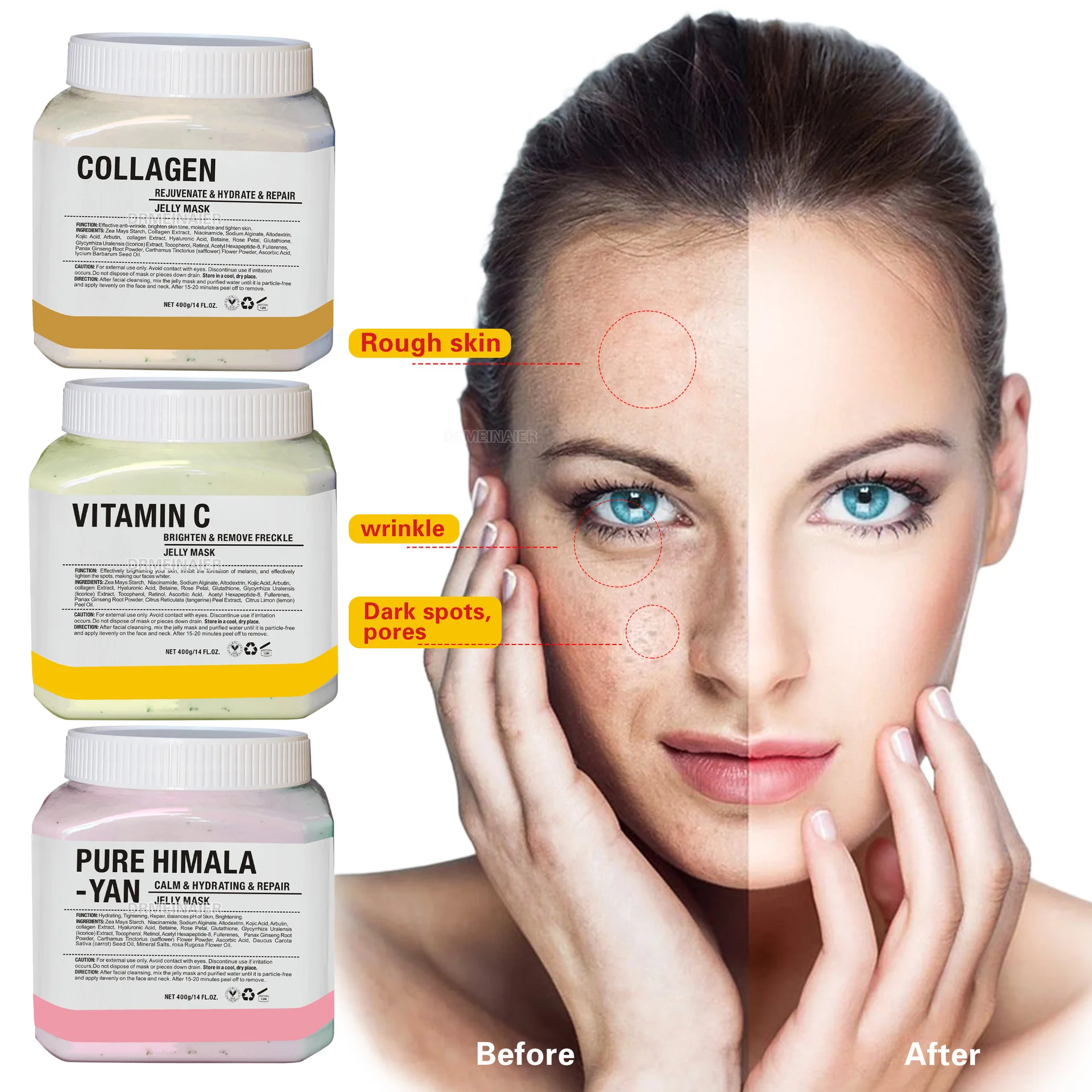 Private Label Facial Skin Care Jelly Powder Mask Whitening Rose Facial Mask Powder