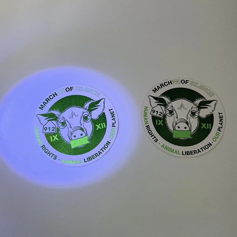 OEM Printing Shiny Fluorescent Custom Night Glowing In Dark Sticker