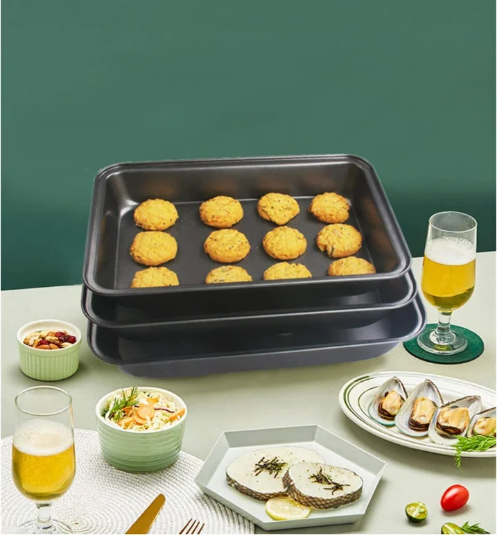 17 Inch Oven Big Rectangular Flat Carbon Steel Bread Pastry And Cake Tin Grey Non Stick Bakeware Cookie Sheet Pan