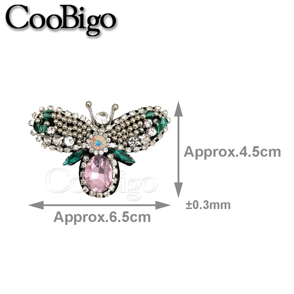 50pcs Rhinestone Beaded Patches Clothes DIY Handmade Crystal Heart Animal Parch Sewing on Sequins Applique Bag Decorative