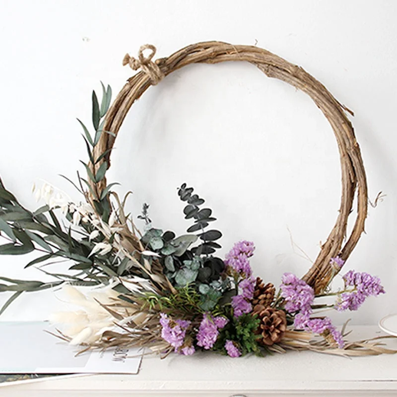 Высококачественный венок из натуральных сушеных цветов с эвкалиптом лаванды Рождественский для украшения помещений
