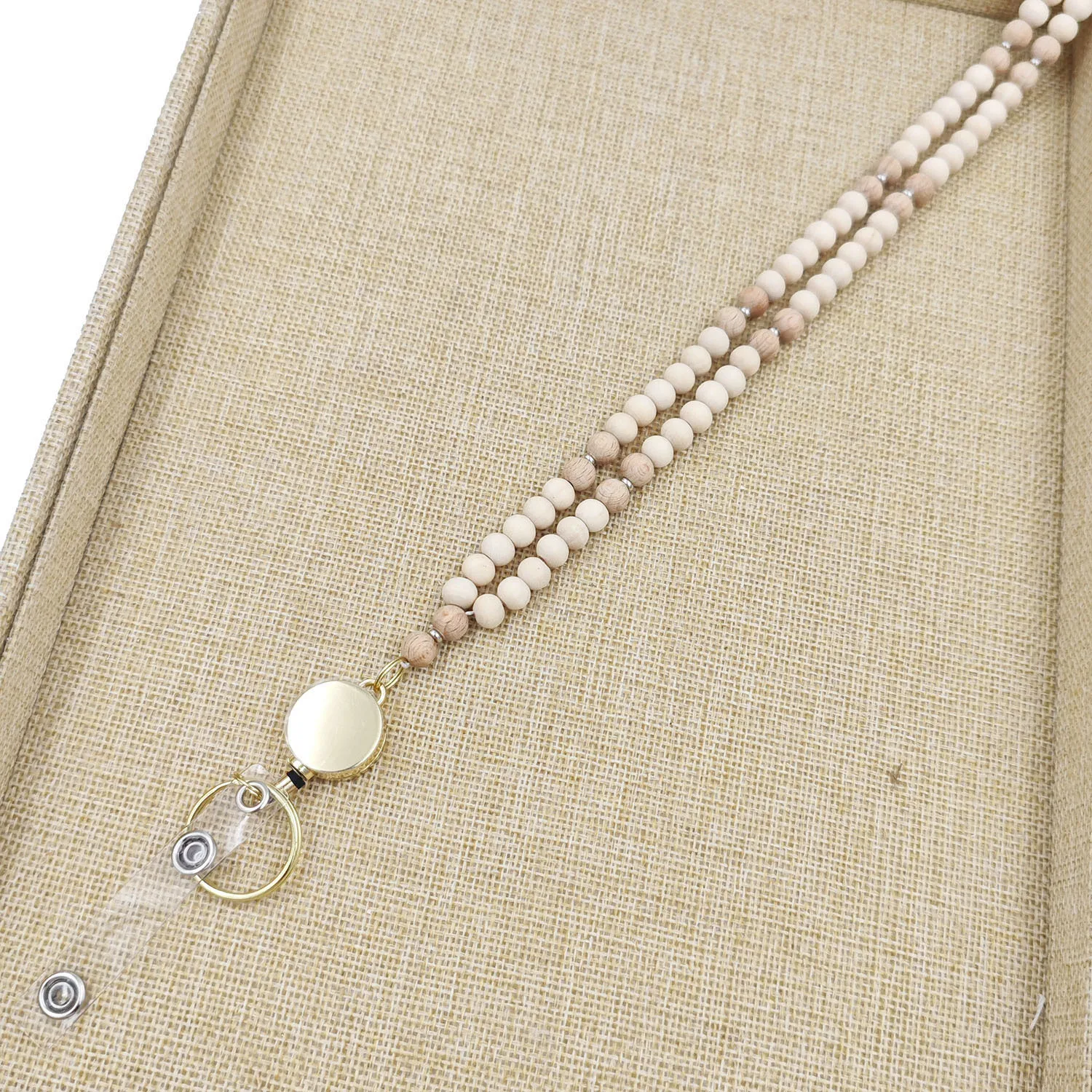 Custom Wood Beads Id Badges Holder Cute Keychain Lanyard Women Necklace Mobile Phone Key Wallet Lanyard