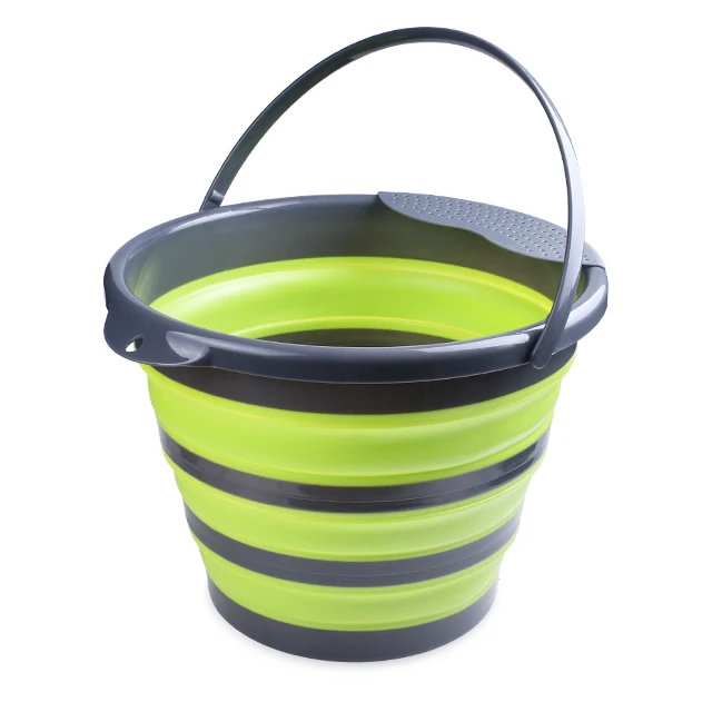 Multi-function 3 Gallon Collapsible Pail Bucket with Filter for Hiking Camping Foldable Water Bucket