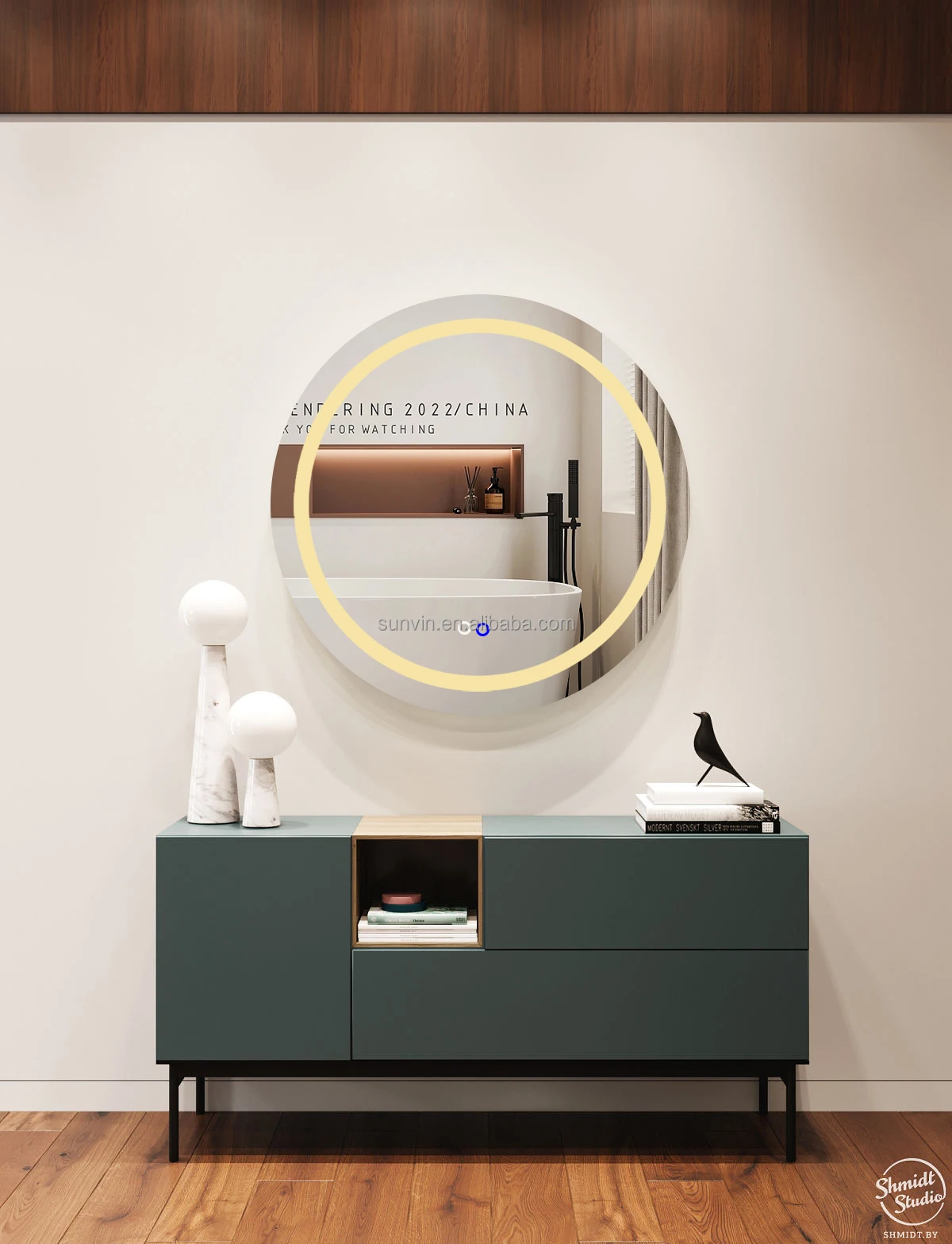 Factory Price Bathroom Mirror TV Dimmable Touch Switch Lighting Smart Led Bathroom compact mirror with led light