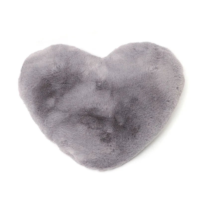 Wholesale Faux Rabbit Fur Heart Shape Cushion, Heart Shaped Pillow Heart Cushion, Heart Pillow