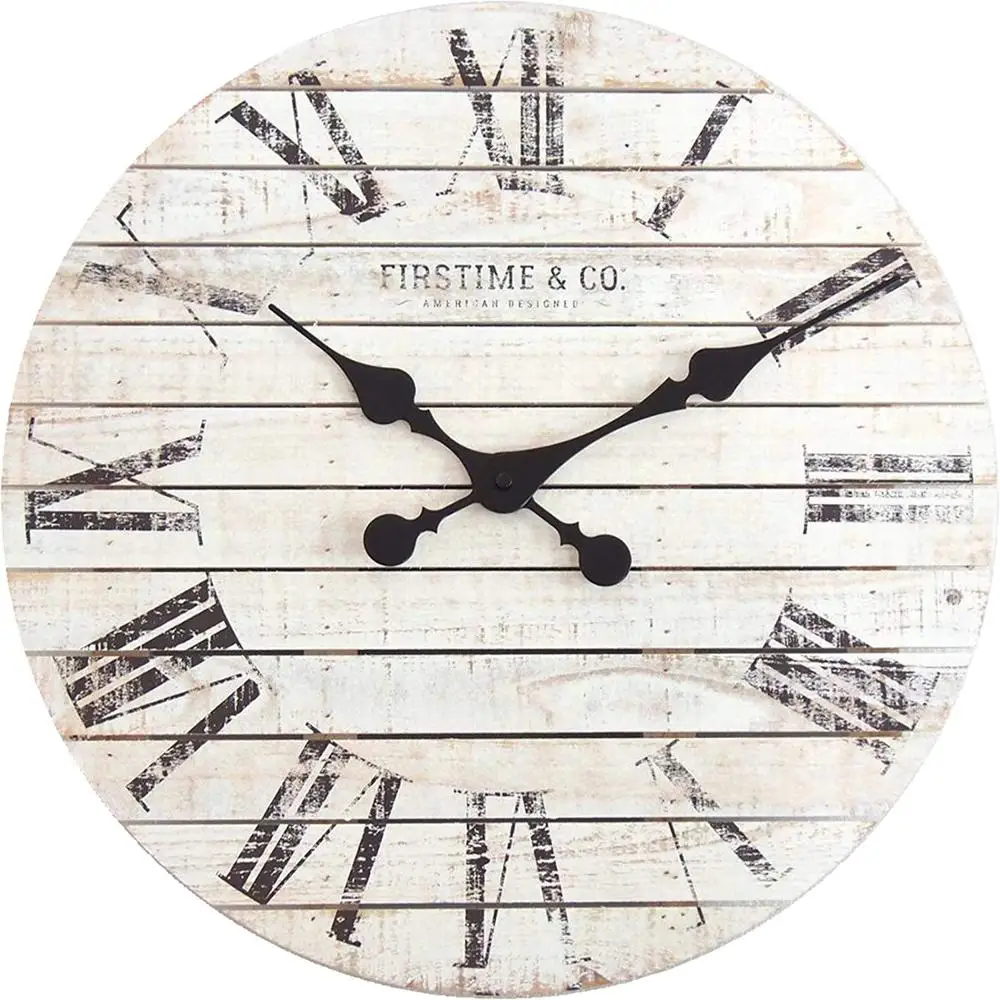 Wholesale cheap price non-ticking silent 18inch unique design large rustic wooden antique wall clock for farmhouse decoration