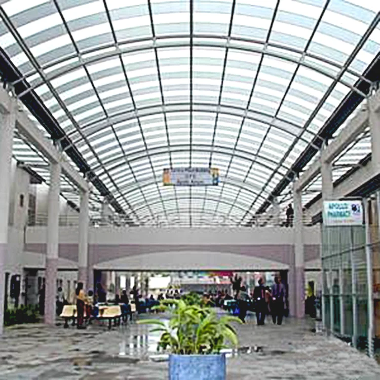 Safety steel structure construction with glass dome roof for sale