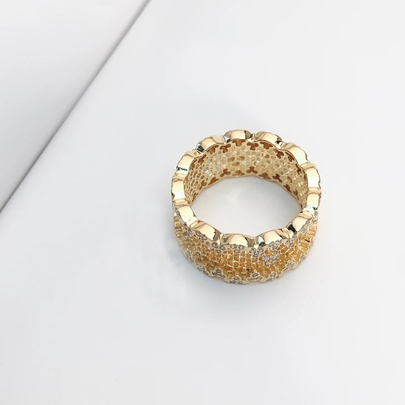 Hotsale 925 Sterling Silver 1:1Golden Shine  Ring for women jewelry