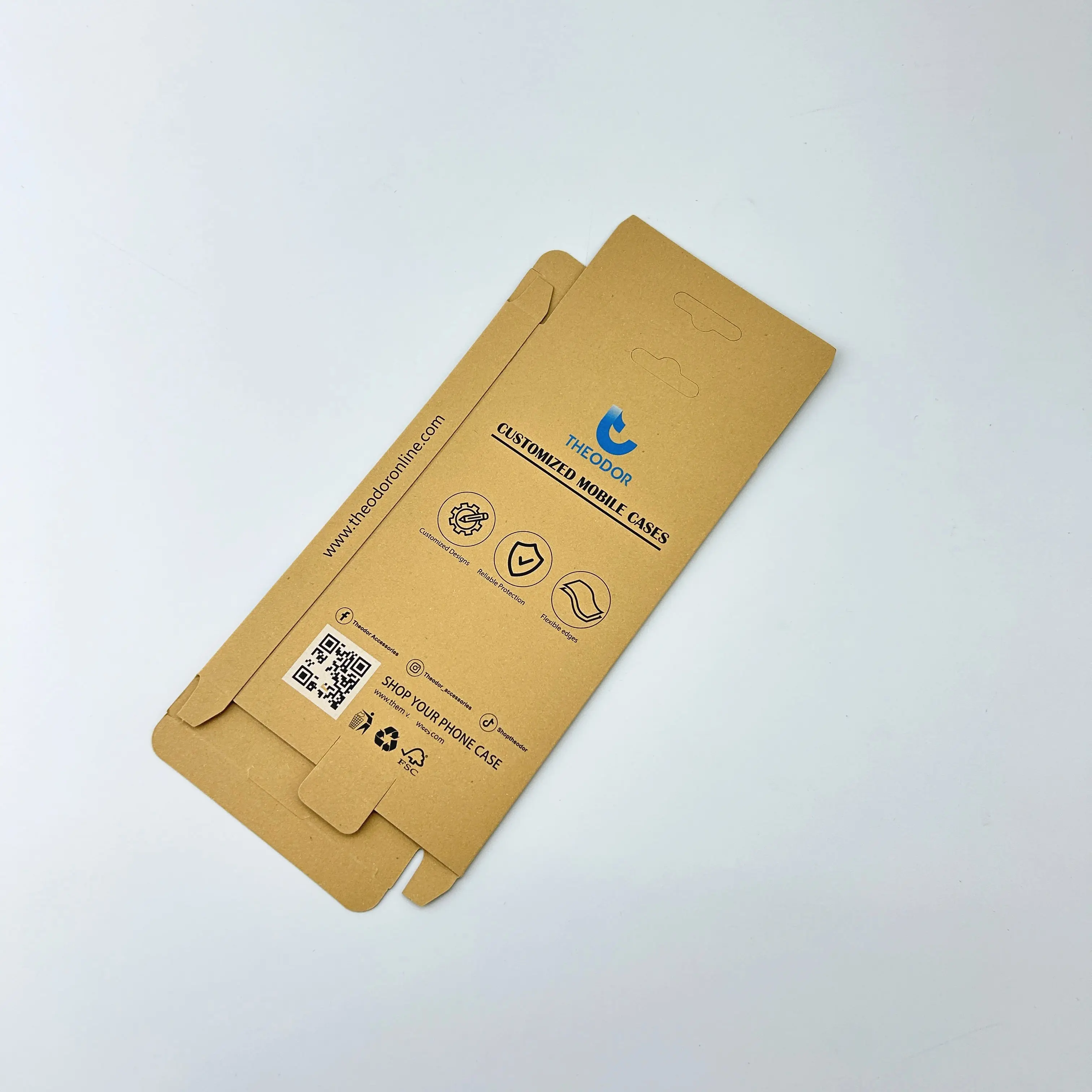 Custom logo folding kraft paper box packaging for mobile phone case