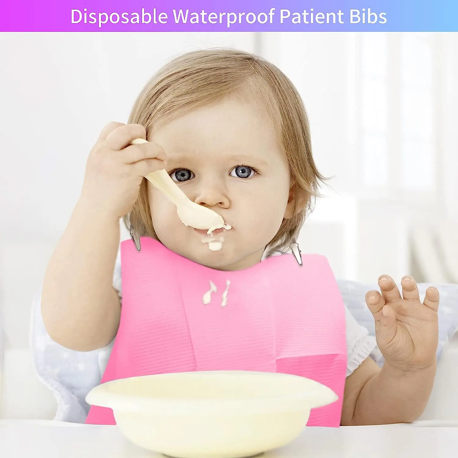 SJ Dental Bib Disposable Pink Towel Waterproof Patient Bibs 3 Ply Tattoo Paper Napkins for Dental Clinic Tattoo Feeding