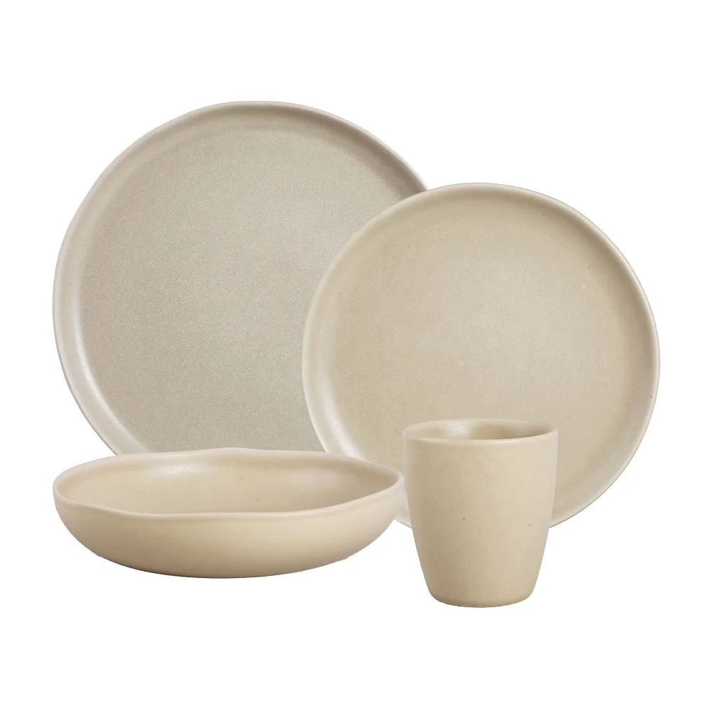 Wholesale price 16 pieces reactive glazed ceramic dinnerware set color glazing ceramic kitchen wares