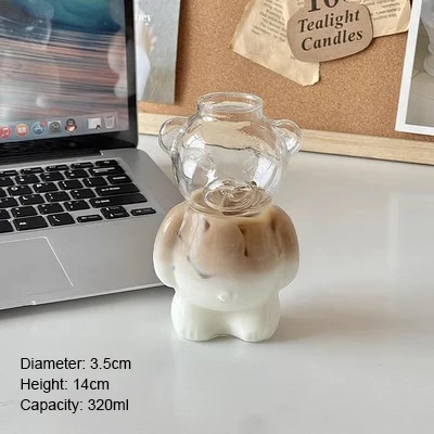 Ins Internet celebrity restaurant bear glass  coffee cup cute cartoon glass creative water cup juice milk tea cup