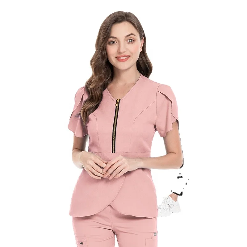 Hot Sale Doctor Uniforms Medical Nursing Scrubs Uniform Clinic Scrub Sets Short Sleeve Tops Pants Uniform Women Nurse Cotton OEM
