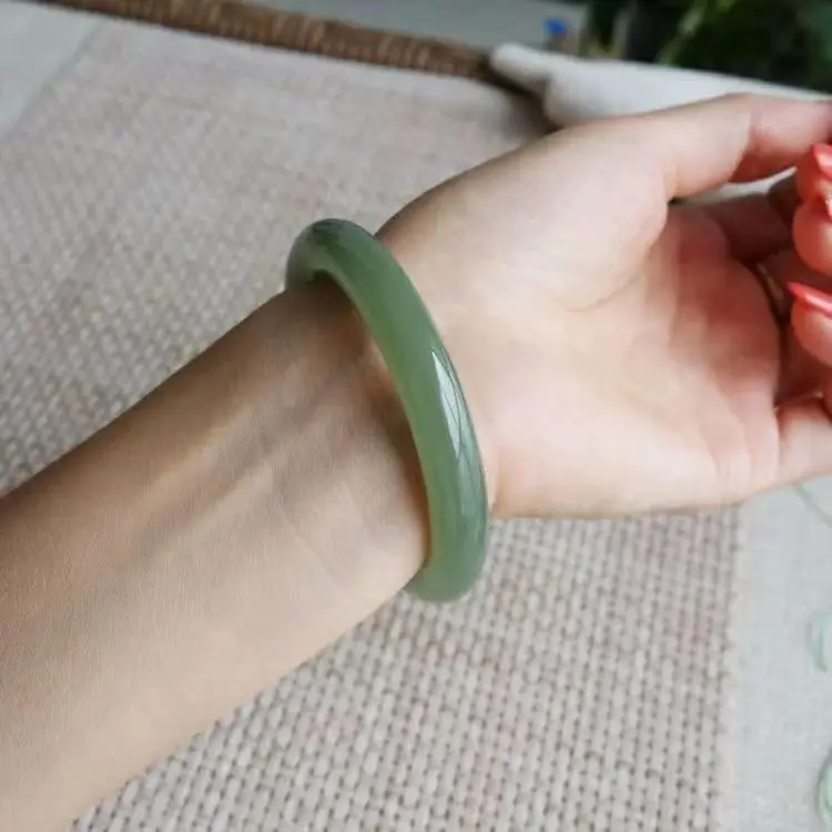 Wholesale Creative Handmade Natural Nephrite Jade Crystals Semi-precious Stone Bangles Bracelet Yoga Jewelry For Women