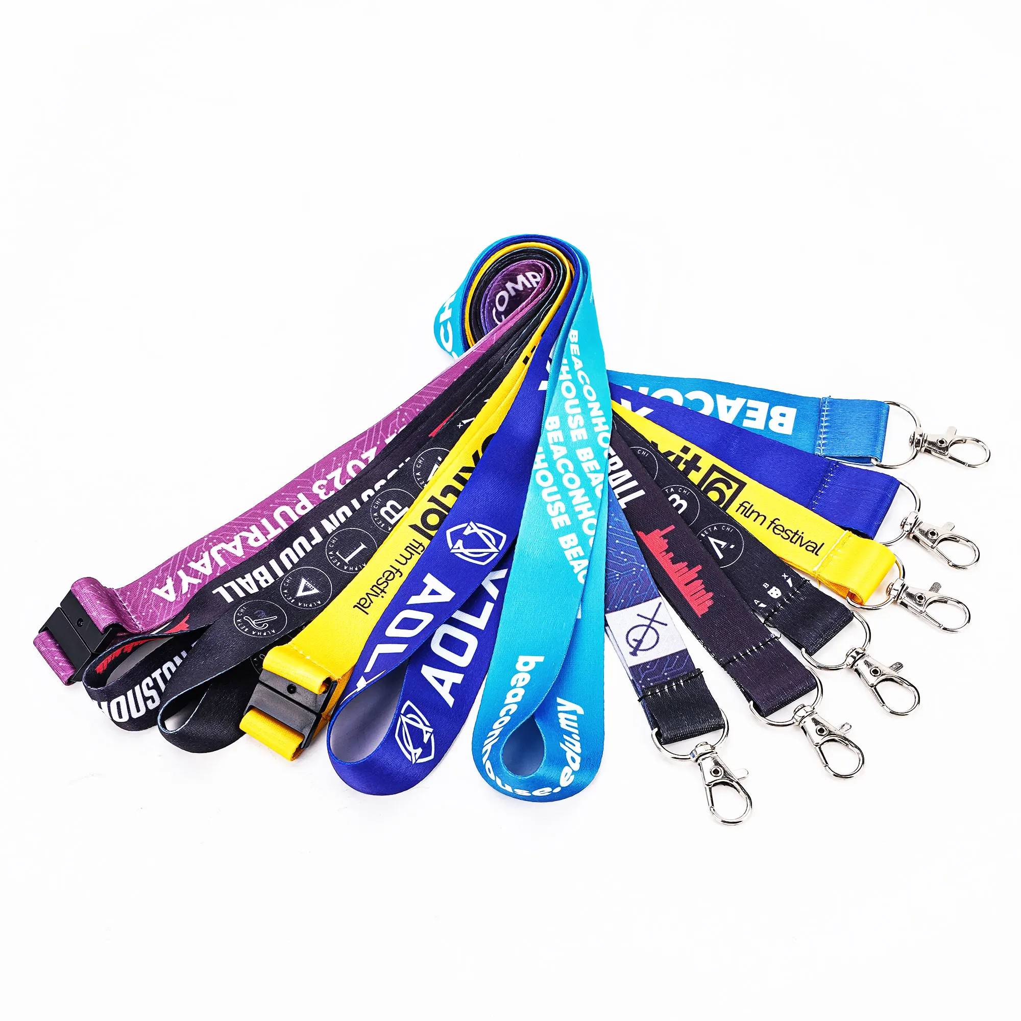 Custom Multi Color Keychain Holder Safety Polyester Funny Lanyards Id Card Neck Straps Lanyard