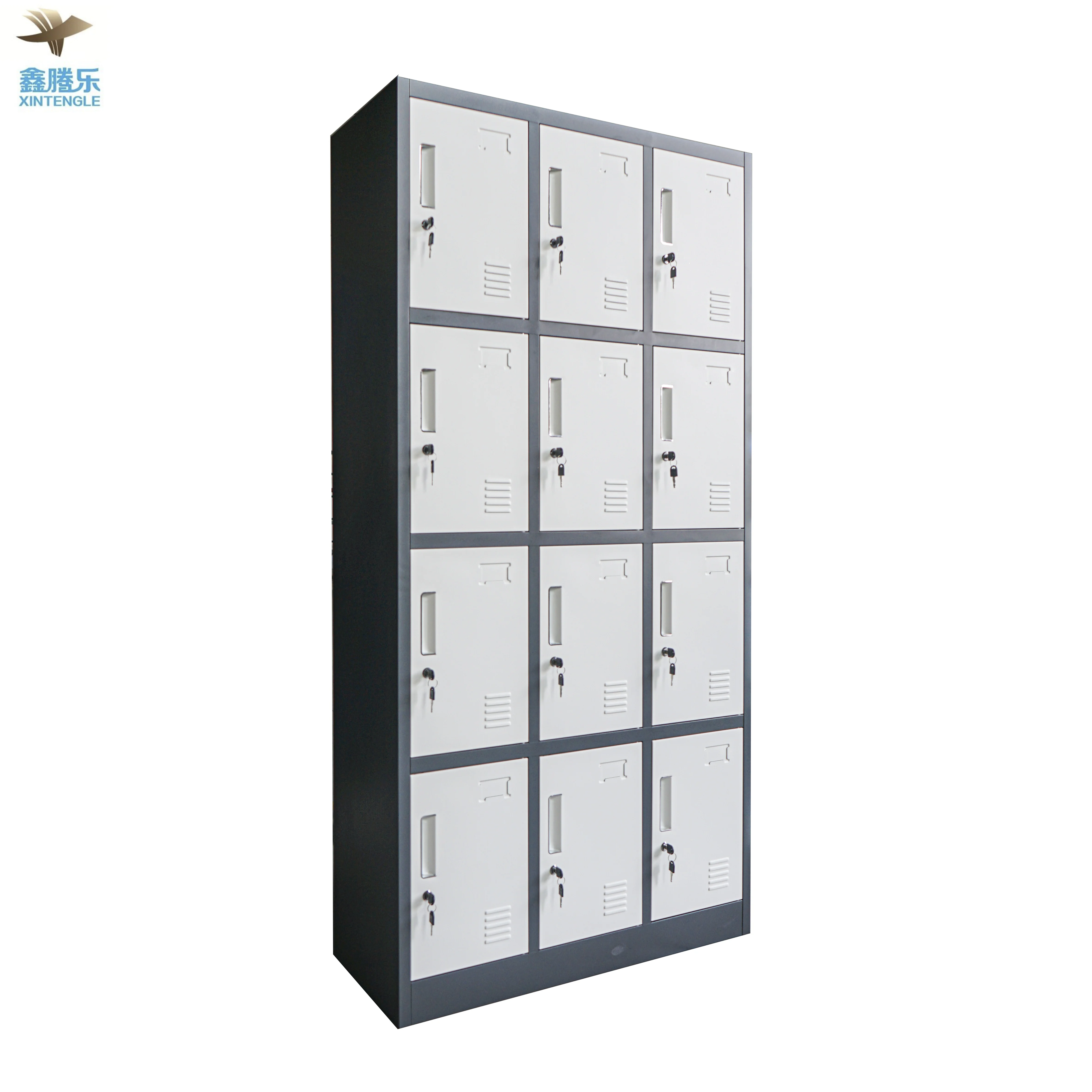 China Guangdong Manufacturer Steel Locker 12 Doors 4 Tiers School Gym Locker Room 12 Compartment Metal Locker with Great Price
