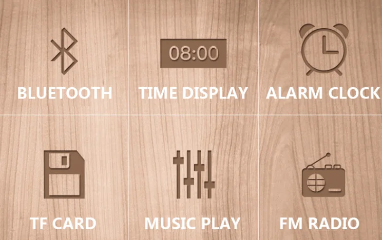 Custom Wholesale New Alarm Clock Digital Display LED Subwoofer Music Player Wooden Wireless Speaker