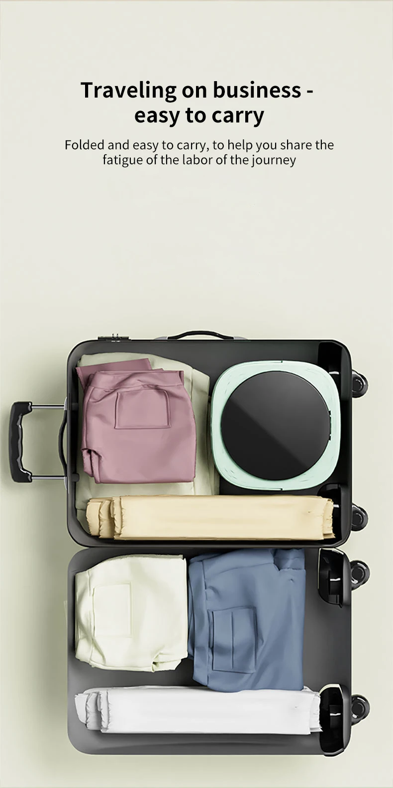 Factory outlet 8L Low Noise Folding Portable Washing Machine with Ag+ and 36W Powerful Laundry Power