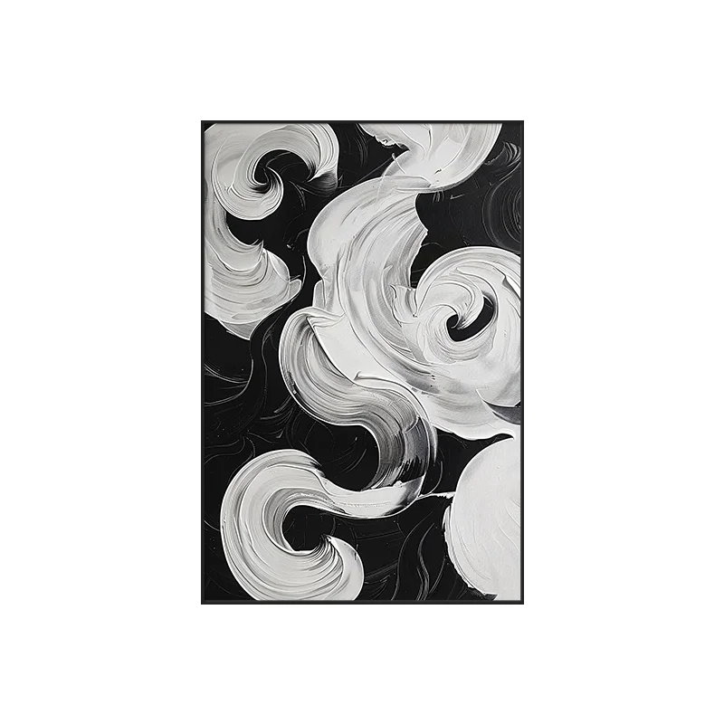 Black and white minimalist living room decoration painting modern simple abstract sofa background wall painting
