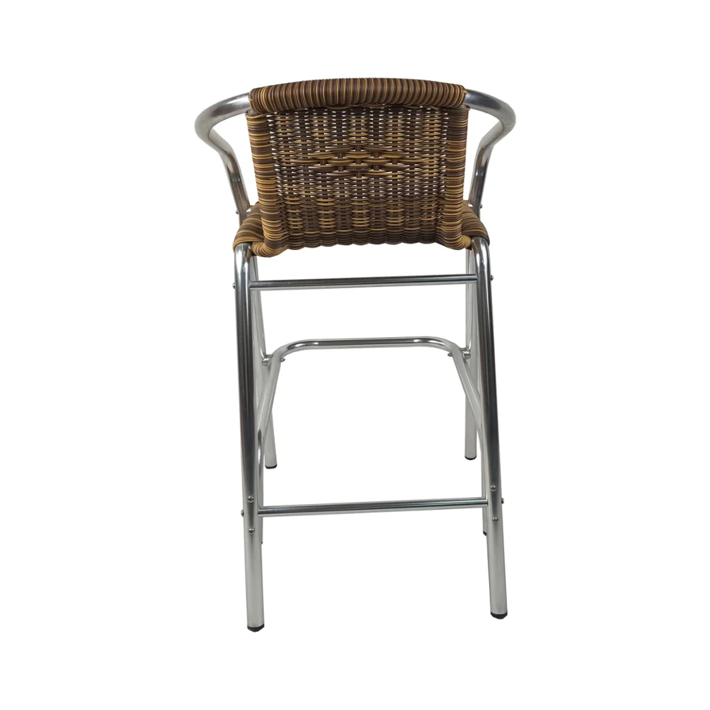 Modern Stainless Steel Stackable Metal High Stool Outdoor Rattan Bar Chair