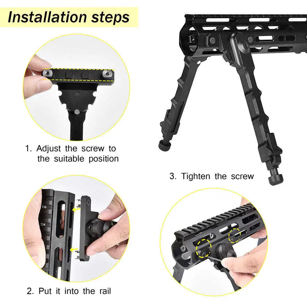 V8 Tactical Bipods 360° Rotatable Folding Aluminum Alloy Tripod With Adjustable And Retractable For Hunting Scopes
