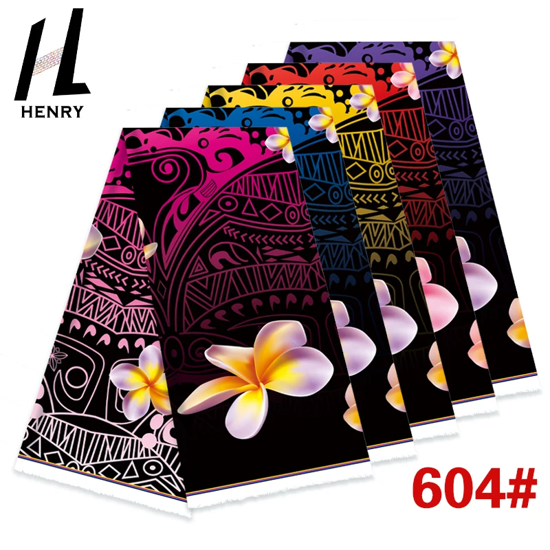 Henry Hibiscus Flowers With Tapa Blocks W/fringes Print Fabrics For Garment Custom Girls Clothing Wedding Dresses Small Order