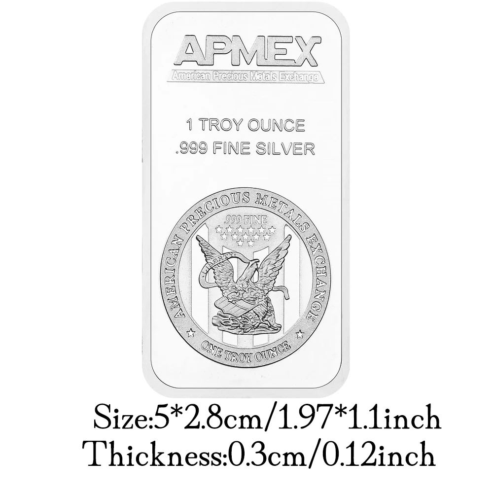 APMEX Silvery Bar Bullion Silver-plated Replica Collectible Crafts Souvenir Gifts