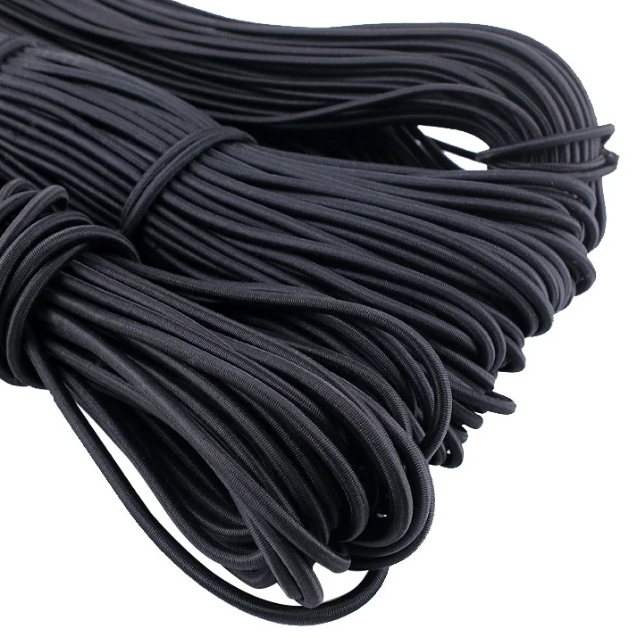 Good Stretchability 1mm to 17mm Black White Colorful Polyester Latex Round Elastic Cord Rope in Stock