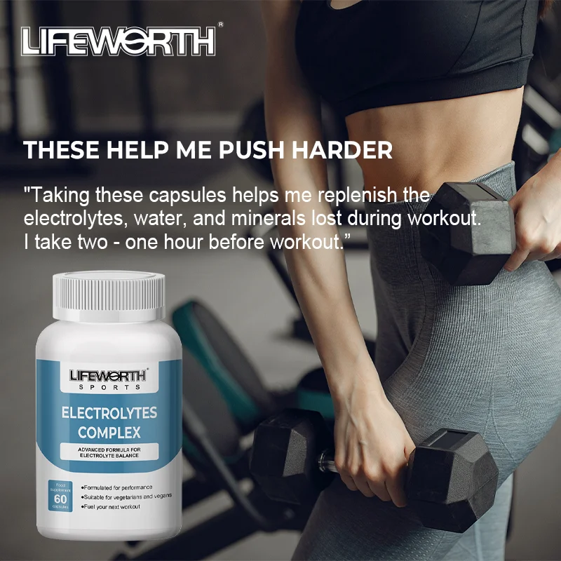 LIFEWORTH Post Workout Electrolyte Capsules with Vitamin D Endurance Sports Nutrition Running Supplements
