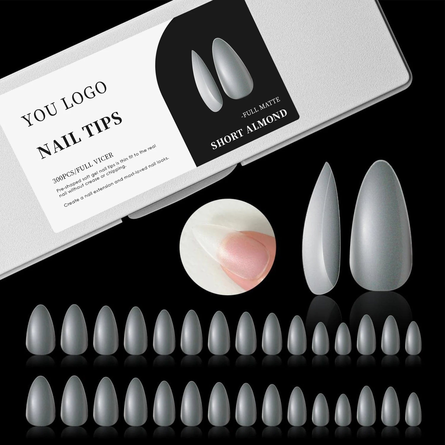 XS 240 Pcs Acrylics Nails Extension Tips 15 Sizes Finished Full Matte Soft Gel X Tips