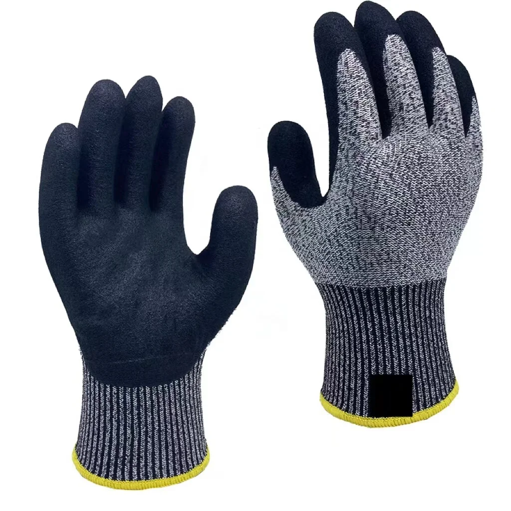 HPPE Nitrile Coated Cut Resistant Safety Work Gloves Level 5 Anti Cut Gloves for Construction