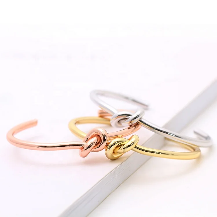 Wholesale Adjustable Love Knot Bracelet Bangle Women Girls 18k Gold Plated